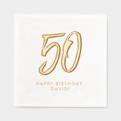 50歳スタイリッシュ金モダン金パーソナライズされた 箔ナプキン (正面)