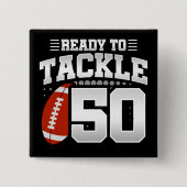 50歳タックルサッカーパーティー50誕生日 缶バッジ (正面)
