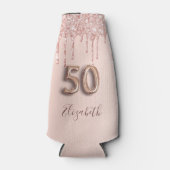 50歳バラ金ゴールドグリッターピンク ボトルクーラー (正面)