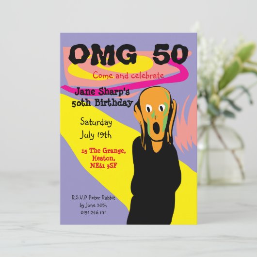 50歳パーソナライズされたの誕生日パーティーカスタム 招待状 (スタンド正面)