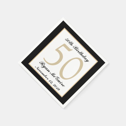 50歳パーソナライズされた誕生日パーティーのナプキンス スタンダードカクテルナプキン (角)