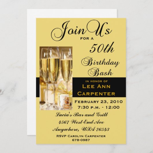 50歳パーソナライズされた誕生日パーティーの招待 招待状 (正面/裏面)