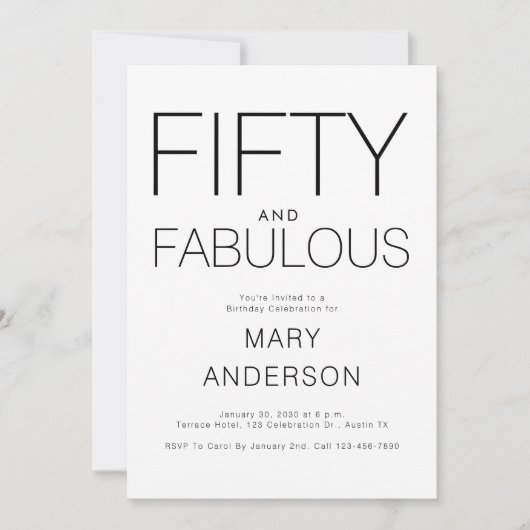 50歳ミニマルの誕生日パーティー 招待状 (正面)