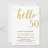 50歳モダンの誕生日こんにちは50歳の誕生日 招待状 (正面)