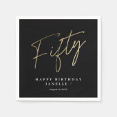 50歳モダンの誕生日シンプルのスタイリッシュスクリプエレガントト スタンダードカクテルナプキン (正面)