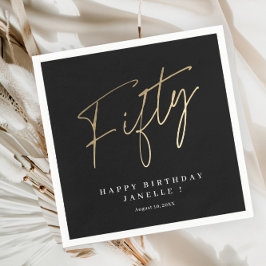 50歳モダンの誕生日シンプルのスタイリッシュスクリプエレガントト スタンダードカクテルナプキン