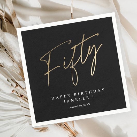50歳モダンの誕生日シンプルのスタイリッシュスクリプエレガントト スタンダードカクテルナプキン
