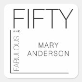 50歳モダンの誕生日パはっきりしたーティー スクエアシール (正面)