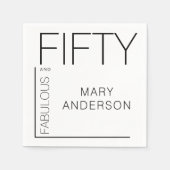 50歳モダンの誕生日パはっきりしたーティー スタンダードカクテルナプキン (正面)