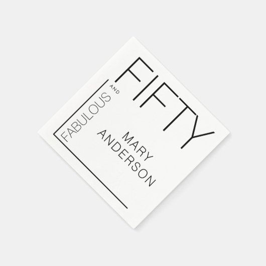 50歳モダンの誕生日パはっきりしたーティー スタンダードカクテルナプキン (角)