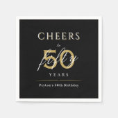 50歳モダンの誕生日パーティーに古典的な応援 スタンダードカクテルナプキン (正面)