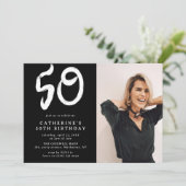 50歳モダンの誕生日パーティーの写真 招待状 (スタンド正面)