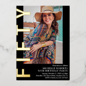 50歳モダンの誕生日パーティーの招待状 箔招待状