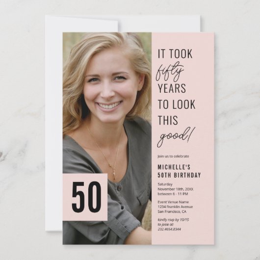 50歳モダンの誕生日パーティーへの招待 招待状 (正面)