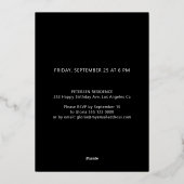 50歳モダンの誕生日パーティー黒金ゴールド写真 箔招待状 (裏面)