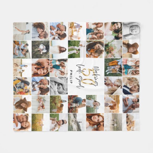 50歳モダンの誕生日フォトス数々のクリフトフリース フリースブランケット (正面(横))