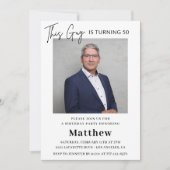 50歳モダンの誕生日招待状メンズ写真 招待状 (正面)