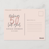 50歳モダン誕生日シックタイポグラフィバラ金ゴールド ポストカード (裏面)