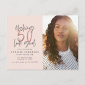 50歳モダン誕生日シックタイポグラフィバラ金ゴールド ポストカード (正面)