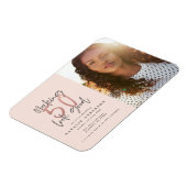 50歳モダン誕生日シックタイポグラフィバラ金ゴールド マグネット (左側)