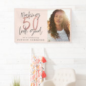 50歳モダン誕生日シックタイポグラフィバラ金ゴールド 横断幕 (インサイチュ)