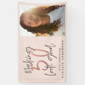 50歳モダン誕生日シックタイポグラフィバラ金ゴールド 横断幕 (縦)