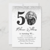 50歳モダン誕生日パーティフォト招待状 招待状 (正面)