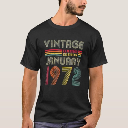 50歳ヴィンテージ1972年1月限定版B Tシャツ (正面)