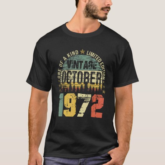 50歳ヴィンテージ1972年10月50日 Tシャツ (正面)
