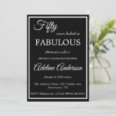 50歳素敵な女性 ブラック&ホワイト 50歳の誕生日 招待状 (スタンド正面)