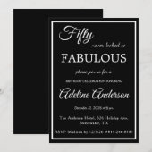 50歳素敵な女性 ブラック&ホワイト 50歳の誕生日 招待状 (正面/裏面)