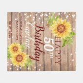 50歳素朴の誕生日フローラひまわり フリースブランケット (正面(横))