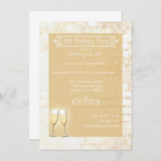 50歳素朴誕生日パーティーの招待 招待状 (正面/裏面)