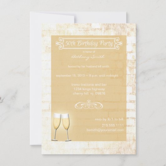 50歳素朴誕生日パーティーの招待 招待状 (正面)