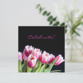 50歳誕生パーティーピンクチューリップ招待状 招待状 (スタンド正面)