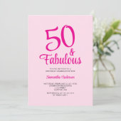 50歳誕生日おめでとう!ファビュラスなバラ色の50歳パーティー 招待状 (スタンド正面)