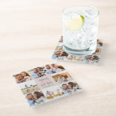 50歳誕生日のピンク色のグリッター写真ガーリーコラージュ ガラスコースター (アングル)