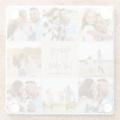 50歳誕生日のピンク色のグリッター写真ガーリーコラージュ ガラスコースター (裏面)