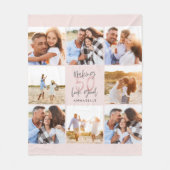 50歳誕生日のピンク色のグリッター写真ガーリーコラージュ フリースブランケット (正面)