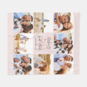 50歳誕生日のピンク色のグリッター写真ガーリーコラージュ フリースブランケット (正面(横))