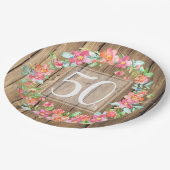 50歳誕生日の田舎の木の水彩の花 ペーパープレート (アングル)