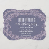 50歳誕生日パーティテンプレート紫ヴィンテージV50D 招待状 (正面/裏面)