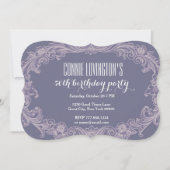 50歳誕生日パーティテンプレート紫ヴィンテージV50D 招待状 (正面)