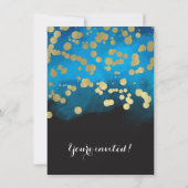 50歳誕生日パーティー金ゴールドグリッター青水彩 招待状 (裏面)