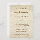 50歳誕生日パーティ金ゴールドダマスクBowテンプレートW844 招待状 (裏面)