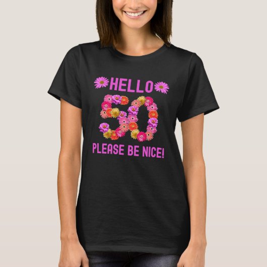 50歳誕生日フラワー誕生日My 50B Tシャツ (正面)