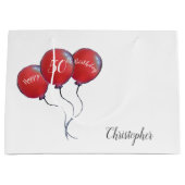 50歳誕生日赤い風船 ラージペーパーバッグ (正面)