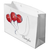 50歳誕生日赤い風船 ラージペーパーバッグ (裏面アングル)