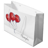 50歳誕生日赤い風船 ラージペーパーバッグ (正面アングル)