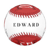 50歳赤と白の誕生日シックモダン 野球ボール (裏面)